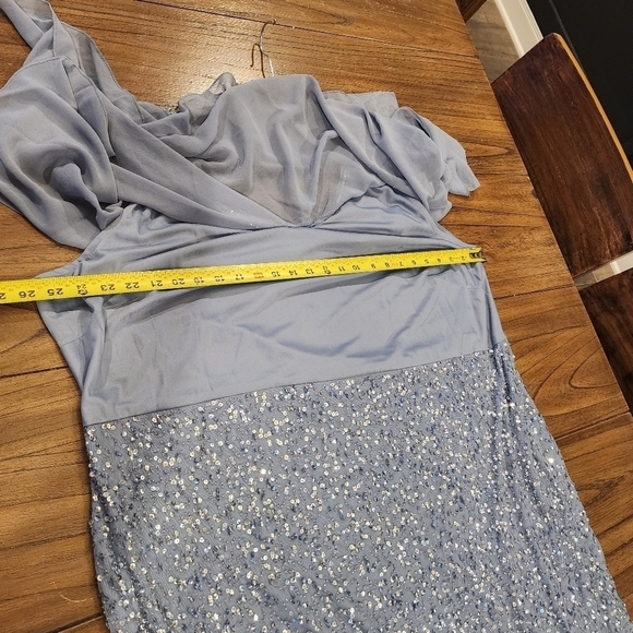 J Kara  Caplet V-Neck Mini Cocktail Beaded embellished blue sequin Dress 22w - Picture 12 of 13